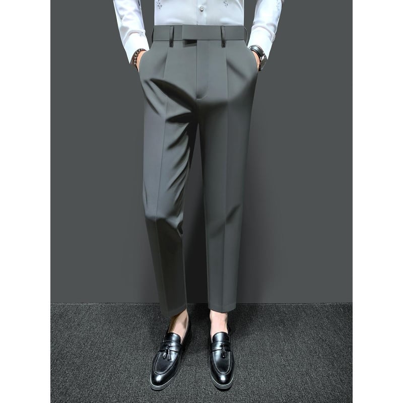 Muške poslovne pantalone s ravnim krojem, poslovni formalni stil, akrilna tkanina, svakodnevna upotreba