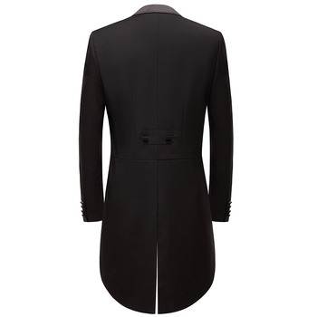 Muški smoking set, uski kroj, dvostruki red tri gumba, stražnja srednja ventila, tkanina: najlon-bavlna mješavina