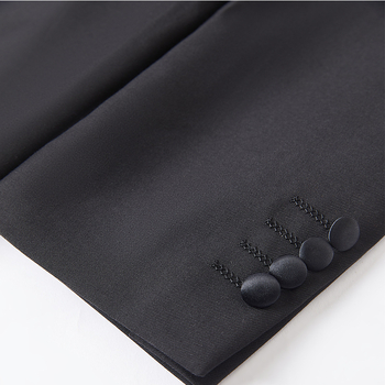 Muški smoking set, uski kroj, dvostruki red tri gumba, stražnja srednja ventila, tkanina: najlon-bavlna mješavina