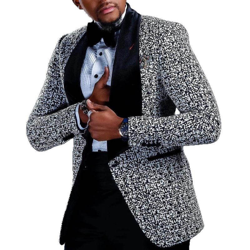 Muški dvodijelni kostim Slim-Fit, tkanina od kemijskih vlakana (50% poliester), stojeći ovratnik, zatvaranje na 1 gumb, banket/biznis stil