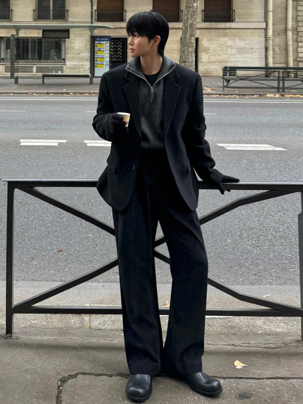 Muške hlače ravnog kroja za zimu, gusta smjesa poliester–viskoz–akril (60%/20%/20%), mikroelastičnost, bez glačanja, poslovni stil