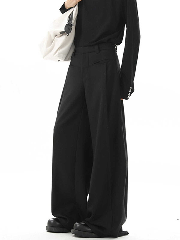 Muške hlače ravnog kroja, lagani poslovni stil, drapiran kroj, poliester 60% glavna tkanina, proljeće/jesen