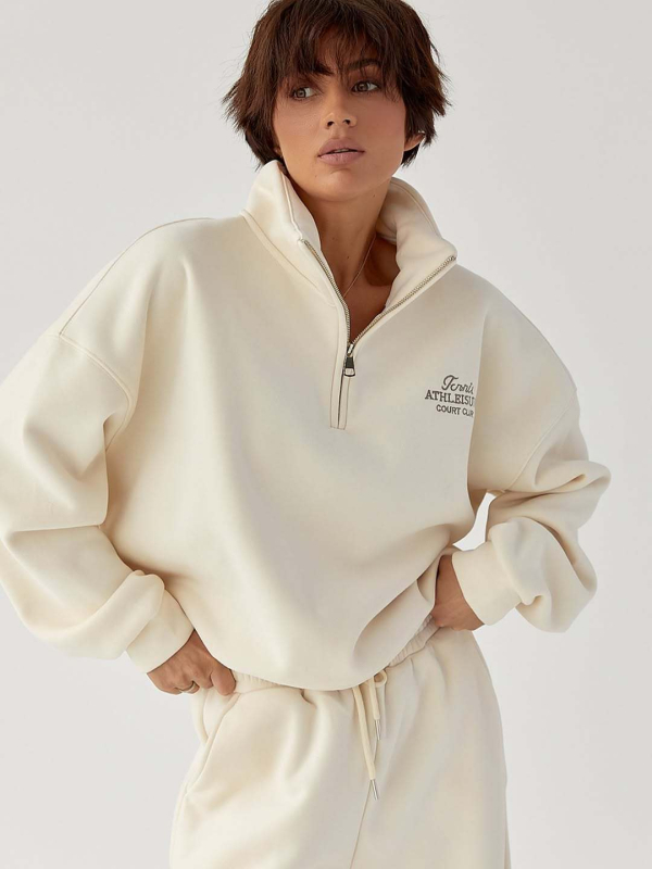 Női kapucnis melegítő készlet, pamut-elasztán keverék, 3D mintázat, hímzés, városi street-stílus