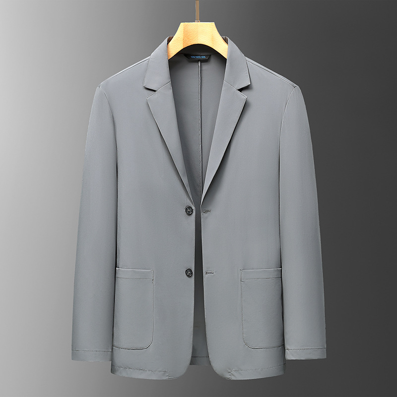 Muški casual kostim - uski kroj, notched lapel, prednje kopčanje s dva gumba, acetatna smjesa, ljeto