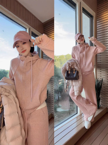 Casual set sweatshirt i hlače, dugi rukav, akrilno-poliesterska smjesa (30-50% poliester + 50-70% akril), Zima 2025, Žene