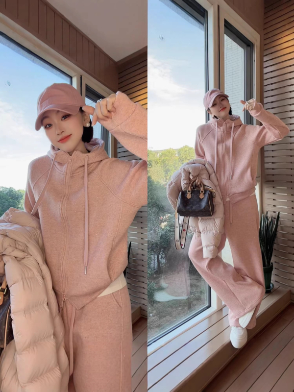 Casual set sweatshirt i hlače, dugi rukav, akrilno-poliesterska smjesa (30-50% poliester + 50-70% akril), Zima 2025, Žene