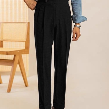 Muške ležerne hlače s vafl teksturom – dvostruka plisa, bez glačanja, ravni kroj