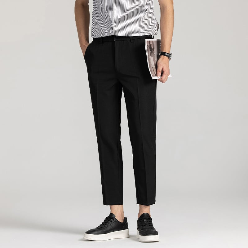 Muške hlače za sve sezone s elastičnim pojasom, ravni kroj, mješavina poliestera i spandexa (93,7% poliester, 6,3% spandexa), završna obrada bez peglanja