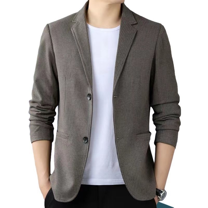 Muško sako od poliestera, poslovni stil, slim fit, ravni rever, dva gumba, jesen-zima