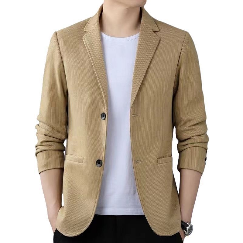 Muško sako od poliestera, poslovni stil, slim fit, ravni rever, dva gumba, jesen-zima
