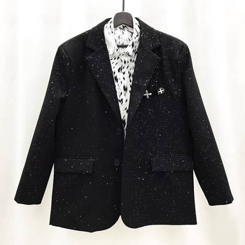 Férfi Corduroy Slim-Fit öltönykabát Starry Sky Foil-Stamp, egyszárnyú, kétgombos zárás, poliészter bélés