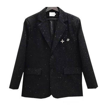 Férfi Corduroy Slim-Fit öltönykabát Starry Sky Foil-Stamp, egyszárnyú, kétgombos zárás, poliészter bélés