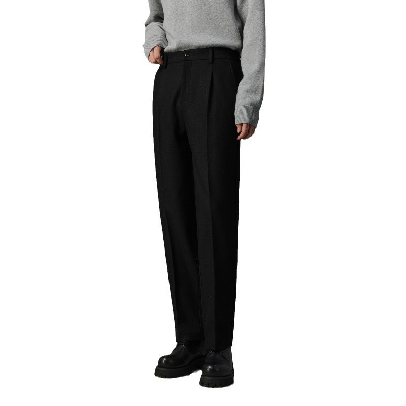 Muške hlače u korejskom stilu, ravni kroj, mješavina vlakana 95% poliester, bez glačanja, casual nošenje