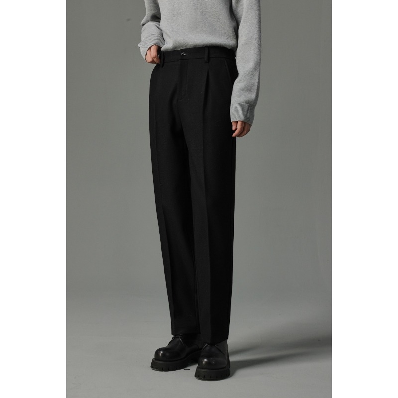 Muške hlače u korejskom stilu, ravni kroj, mješavina vlakana 95% poliester, bez glačanja, casual nošenje