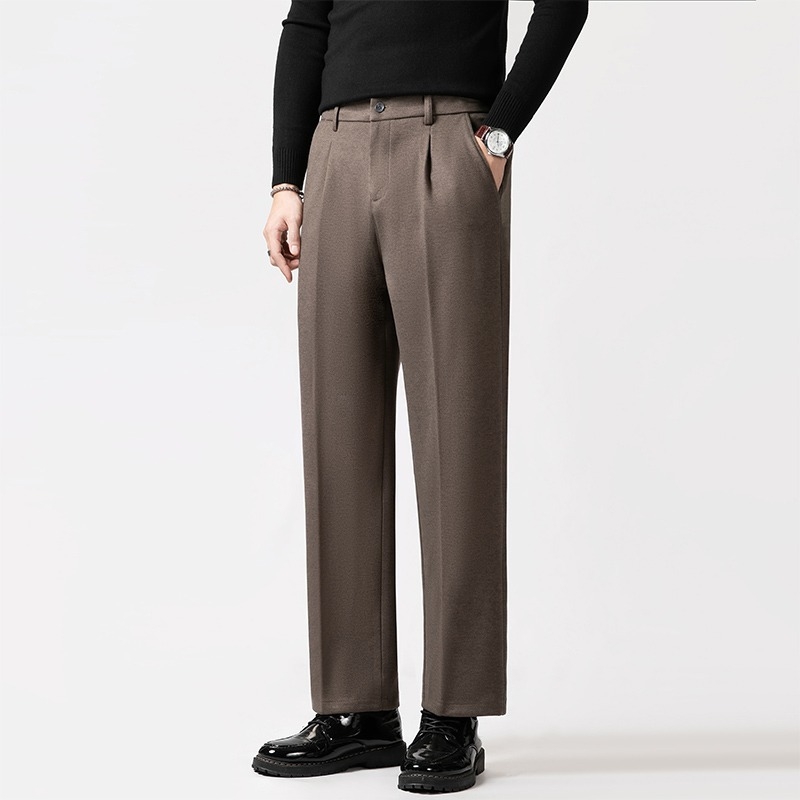 Muške hlače u korejskom stilu, ravni kroj, mješavina vlakana 95% poliester, bez glačanja, casual nošenje