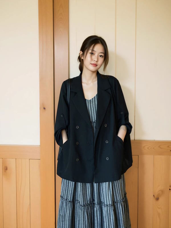 Női őszi egyszínű blézer, Phoenix yishe, 100% poliészter, polo gallér, hosszú ujjú