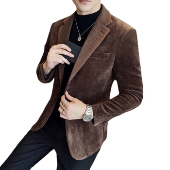 Chenille sako u slim-fit kroju, uzorak algi, color-block dizajn, ravni rever, dva gumba sprijeda