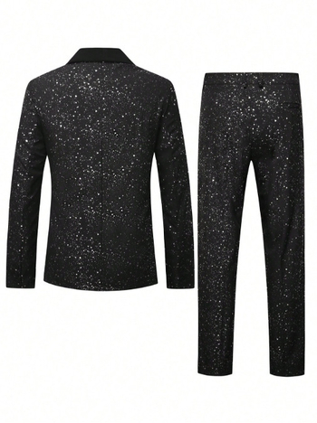 Dvodijelni vuneni kostim sako i hlače, jednopružno kopčanje, stojeći ovratnik, prilagođen kroj, jesenja večera