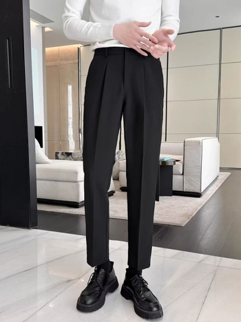 Muške hlače ravnog kroja - lagani poslovni stil, zima (Materijal: poliester; Glavna tkanina: 94% poliester; Krojenje: ravno; Stil: lagani poslovni; Sezona: zima)
