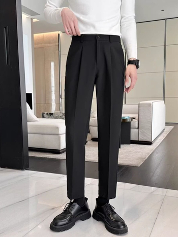 Muške hlače ravnog kroja - lagani poslovni stil, zima (Materijal: poliester; Glavna tkanina: 94% poliester; Krojenje: ravno; Stil: lagani poslovni; Sezona: zima)