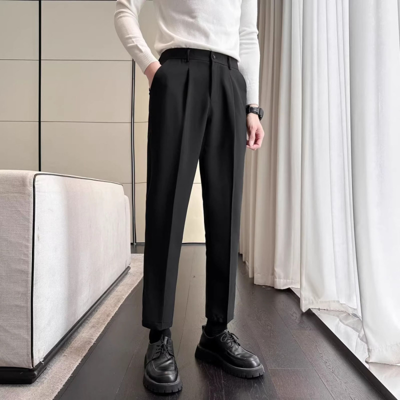 Muške hlače ravnog kroja - lagani poslovni stil, zima (Materijal: poliester; Glavna tkanina: 94% poliester; Krojenje: ravno; Stil: lagani poslovni; Sezona: zima)