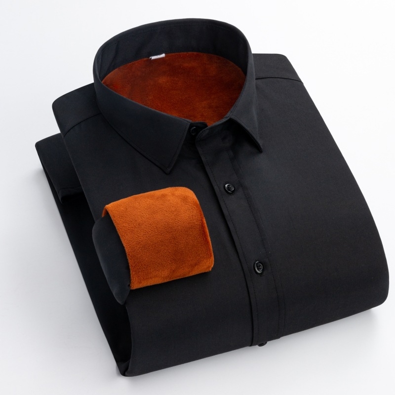 Muška košulja s fleece podstavom za zimu, uski kroj, kvadratni ovratnik, tkanina 40% pamuk / 60% poliester