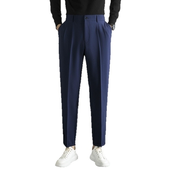 Muške hlače ravnog kroja, bočni elastični pojas, lagani poslovni stil, poliester tkanina za proljeće i jesen