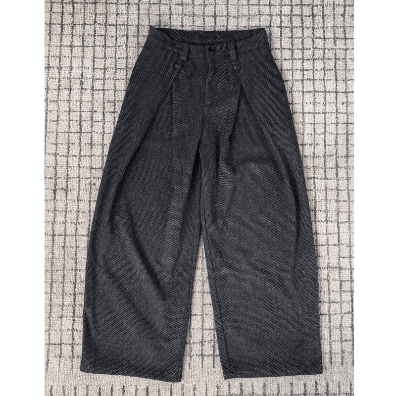 Muške hlače s A-linijom i plisom, vunene, oversize, širokih nogavica, jesensko-zimski