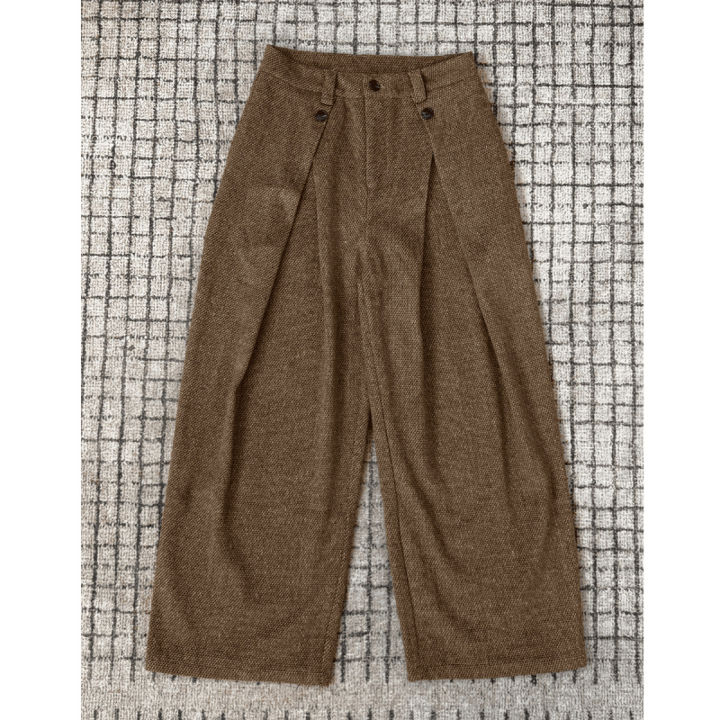 Muške hlače s A-linijom i plisom, vunene, oversize, širokih nogavica, jesensko-zimski