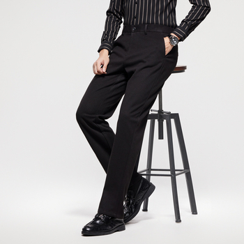 Muške hlače od vunenog miks-a, zima, ravni kroj, poslovno opušteno — 60% poliester, 38,5% vuna, 1,5% elastan