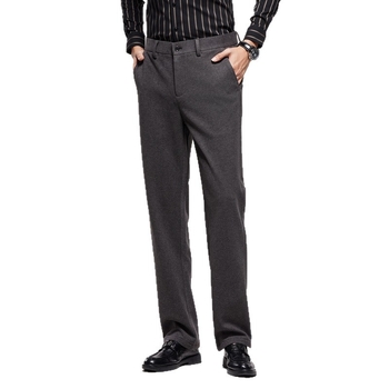 Muške hlače od vunenog miks-a, zima, ravni kroj, poslovno opušteno — 60% poliester, 38,5% vuna, 1,5% elastan