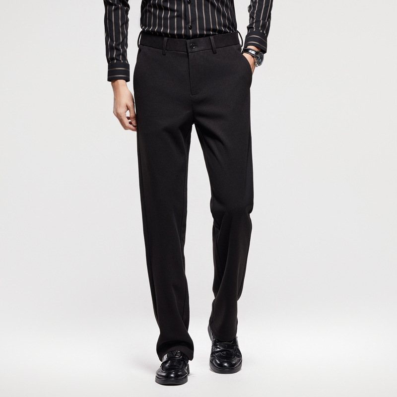 Muške hlače od vunenog miks-a, zima, ravni kroj, poslovno opušteno — 60% poliester, 38,5% vuna, 1,5% elastan