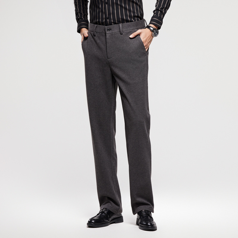 Muške hlače od vunenog miks-a, zima, ravni kroj, poslovno opušteno — 60% poliester, 38,5% vuna, 1,5% elastan