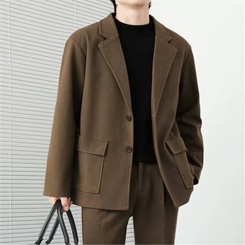 Slim-fit muški blejzer s podignutim ramenima, jednim gumbom, ovratnik turn-down, korejskog stila, casual proljetni blejzer 2026