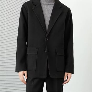 Slim-fit muški blejzer s podignutim ramenima, jednim gumbom, ovratnik turn-down, korejskog stila, casual proljetni blejzer 2026
