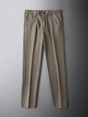 Muške hlače za odijelo, ravni kroj, podstava od flisa vune, mikroelastične, bez glačanja, 85% poliester, zimi