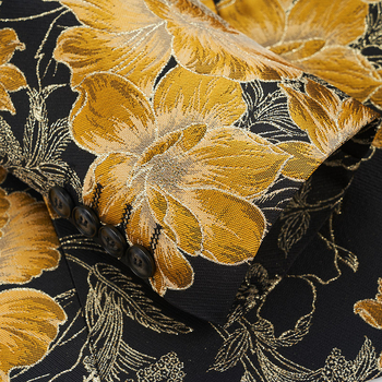 Muški formalni kostim s cvjetnim jacquard uzorkom – slim fit, plosni ovratnik, jednodijelno kopčanje na jedan red, tkanina od pamuka s poliester podstavom