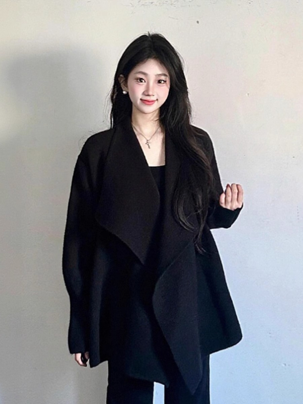 Ženski casual kostim set: sako s reverom i široke hlače, dugi rukav, poliester-elastan smjesa