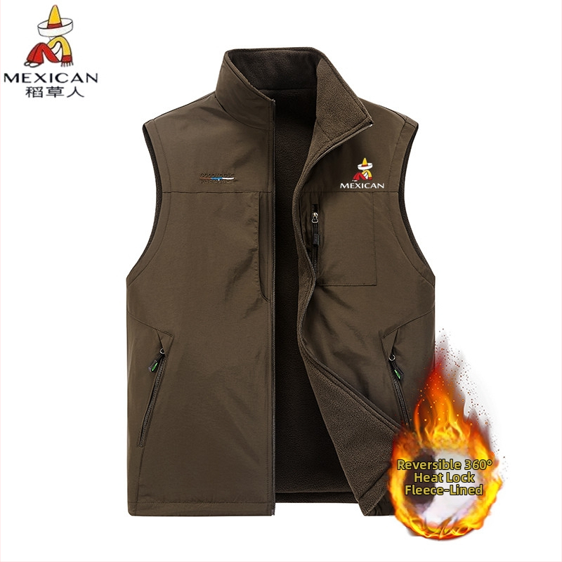 Scarecrow αναστρέψιμο γιλέκο φλίς – στενή γραμμή, με μια σειρά κουμπιών, χωρίς κουκούλα, επενδεδυμένο με φλίς, εξωτερική χρήση