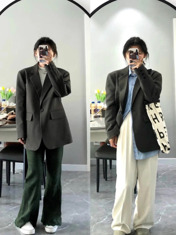 Ženski blejzer - labav kroj, polo ovratnik, dugi rukavi, jedno dugme, poliestersko-spandex smjesa