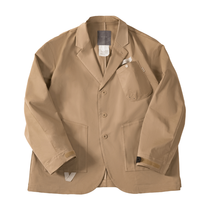 Casual sako jakna s barge ovratnikom, višestruki džepovi, slobodan kroj, dugi rukavi (Polyester)