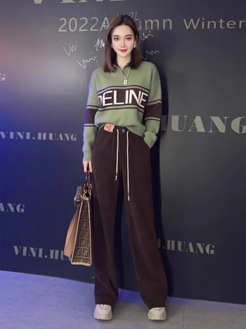 Ženski dvodijelni Chenille set – top s rukavom tipom princeze i široke hlače, stil Royal Sister Wind, Spandex <30%