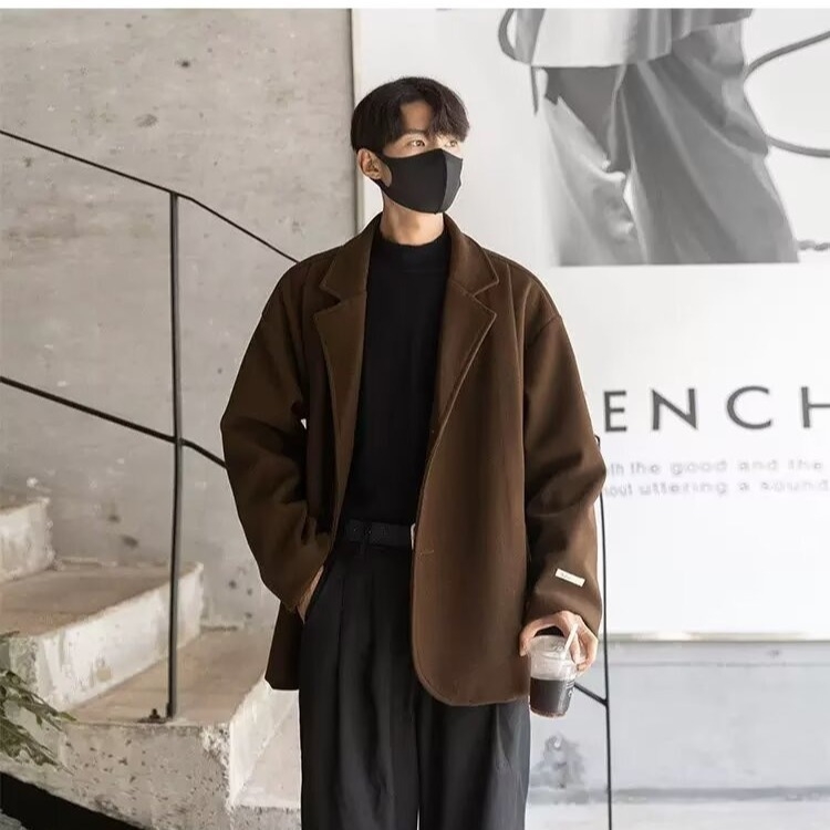 Muško vuneno sako za odijelo, opušten kroj, s jednim gumbom, otporno na bore, podstava acetat