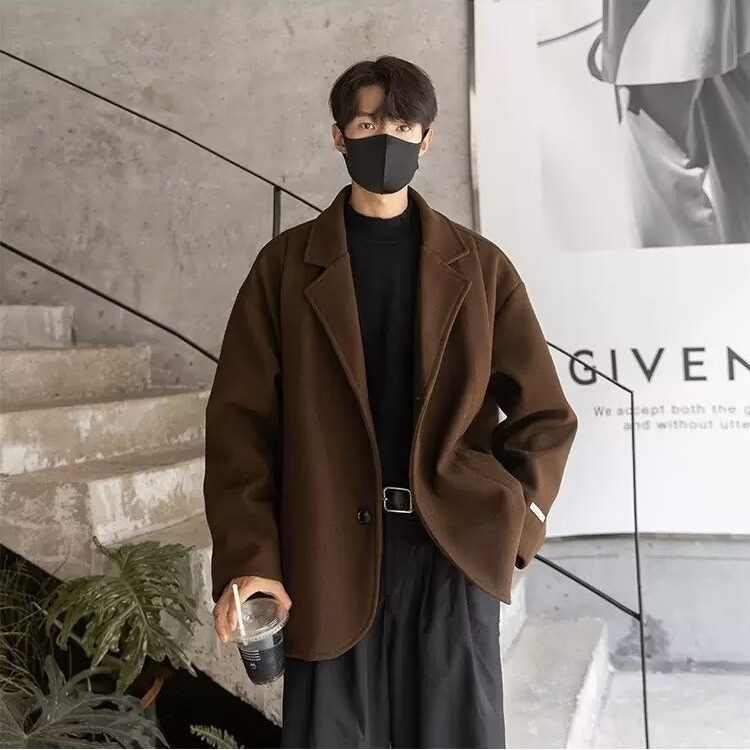 Muško vuneno sako za odijelo, opušten kroj, s jednim gumbom, otporno na bore, podstava acetat