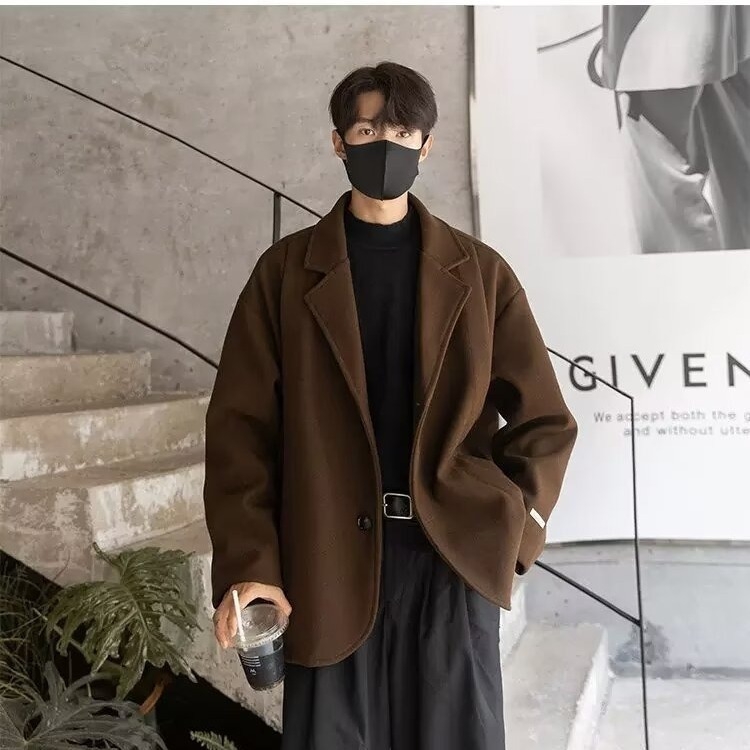 Muško vuneno sako za odijelo, opušten kroj, s jednim gumbom, otporno na bore, podstava acetat