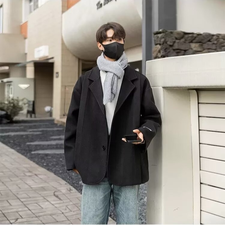 Muško vuneno sako za odijelo, opušten kroj, s jednim gumbom, otporno na bore, podstava acetat