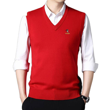 Ανδρικό γιλέκο από βαμβάκι με κουκούλα, V-λαιμός σε σχήμα καρδιάς, παχιά ύφανση, μονόχρωμο, φερμουάρ