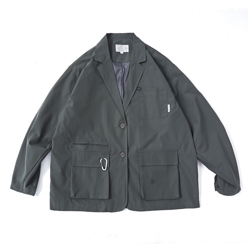 Retro japanskog stila vanjska jakna s višestrukim džepovima, opušteni kroj, prozračna i otporna na habanje poliester materijal