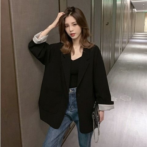 Ženski blejzer od chenilla s polo ovratnikom, duge princes rukave, zatvaranje na jedno dugme, slobodan kroj, proljeće 2025