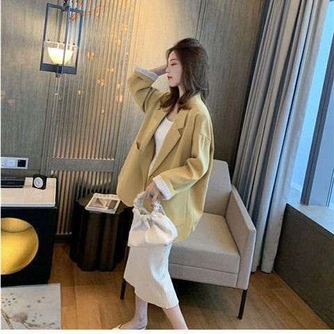 Ženski blejzer od chenilla s polo ovratnikom, duge princes rukave, zatvaranje na jedno dugme, slobodan kroj, proljeće 2025